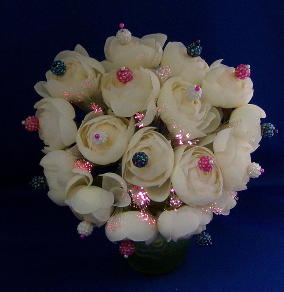 Bouquet-Fiber Optic White Rose