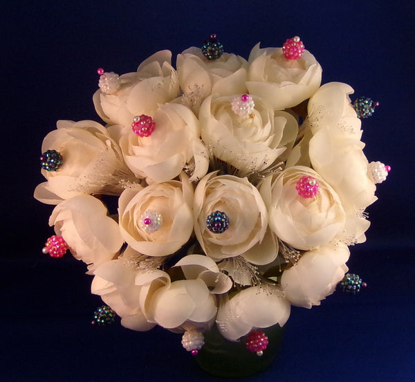 Bouquet-Fiber Optic White Rose